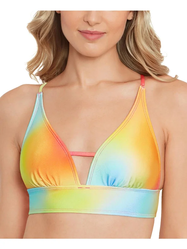 Juniors Womens Printed Banded Bikini Swim top