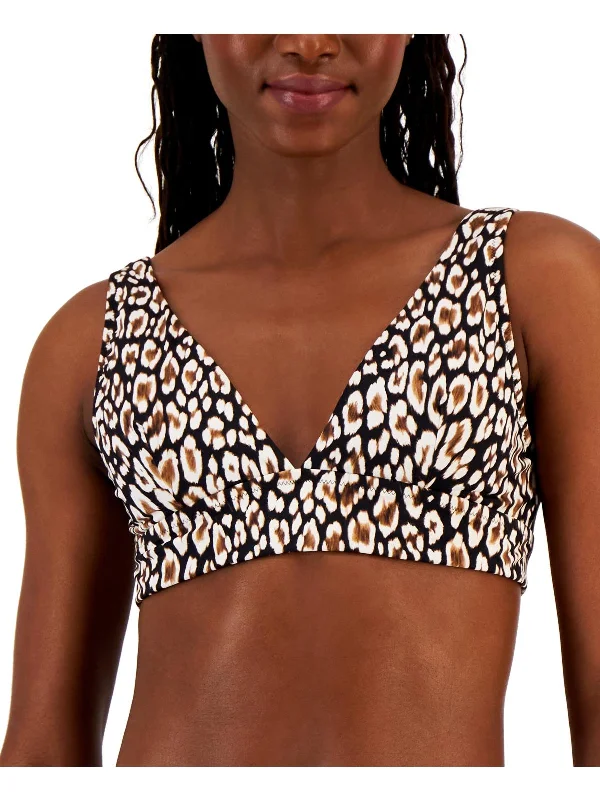 Womens Printed V-Neck Bikini Swim top