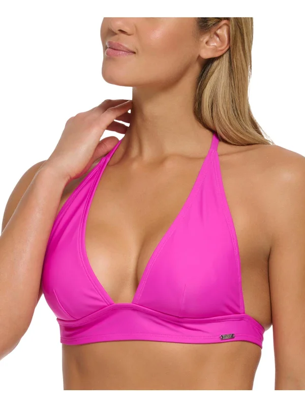 Womens Solid Halter Bikini Swim top