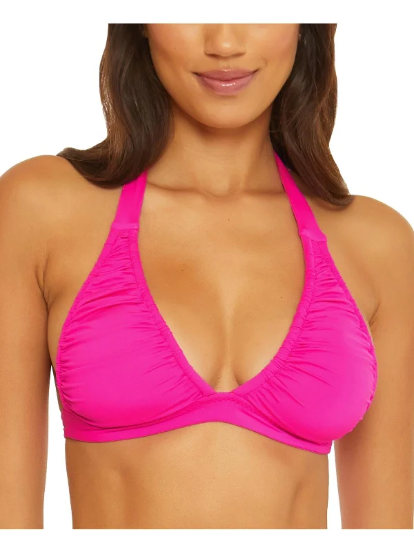 Womens Solid Halter Bikini Swim top