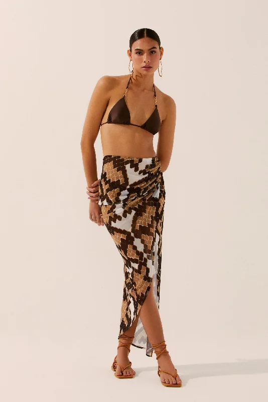 Pixiled Snake Long Skirt With Slit E4262A1445