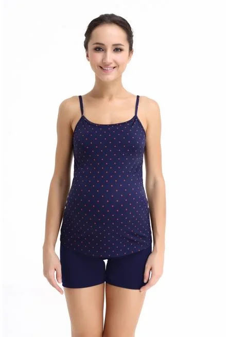 Nelli Maternity Swimwear Navy Stripes W Red Dots